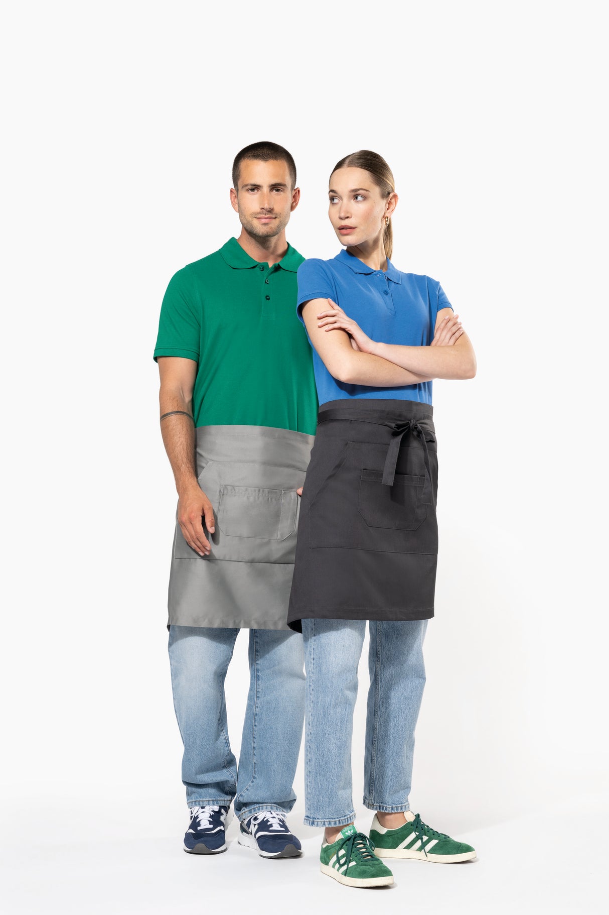 Avental poliéster/algodão de comprimento médio