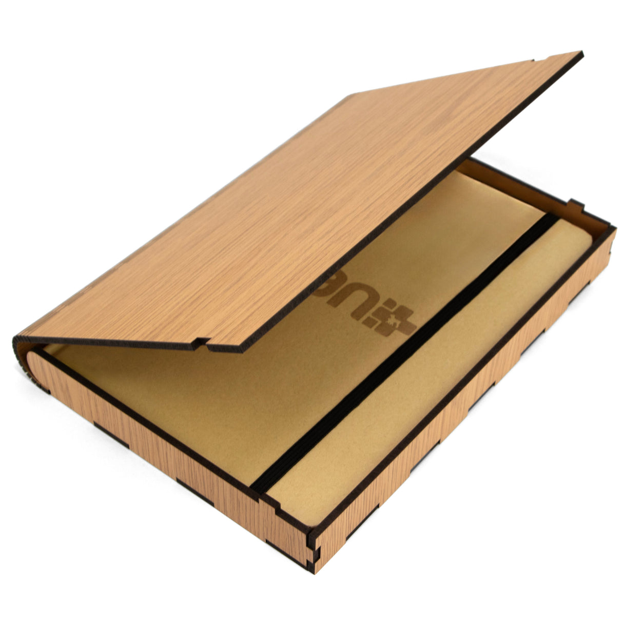 Caixa de madeira MDF revestida a melamina, perfeita para presentear um bloco de notas ou uma agenda.