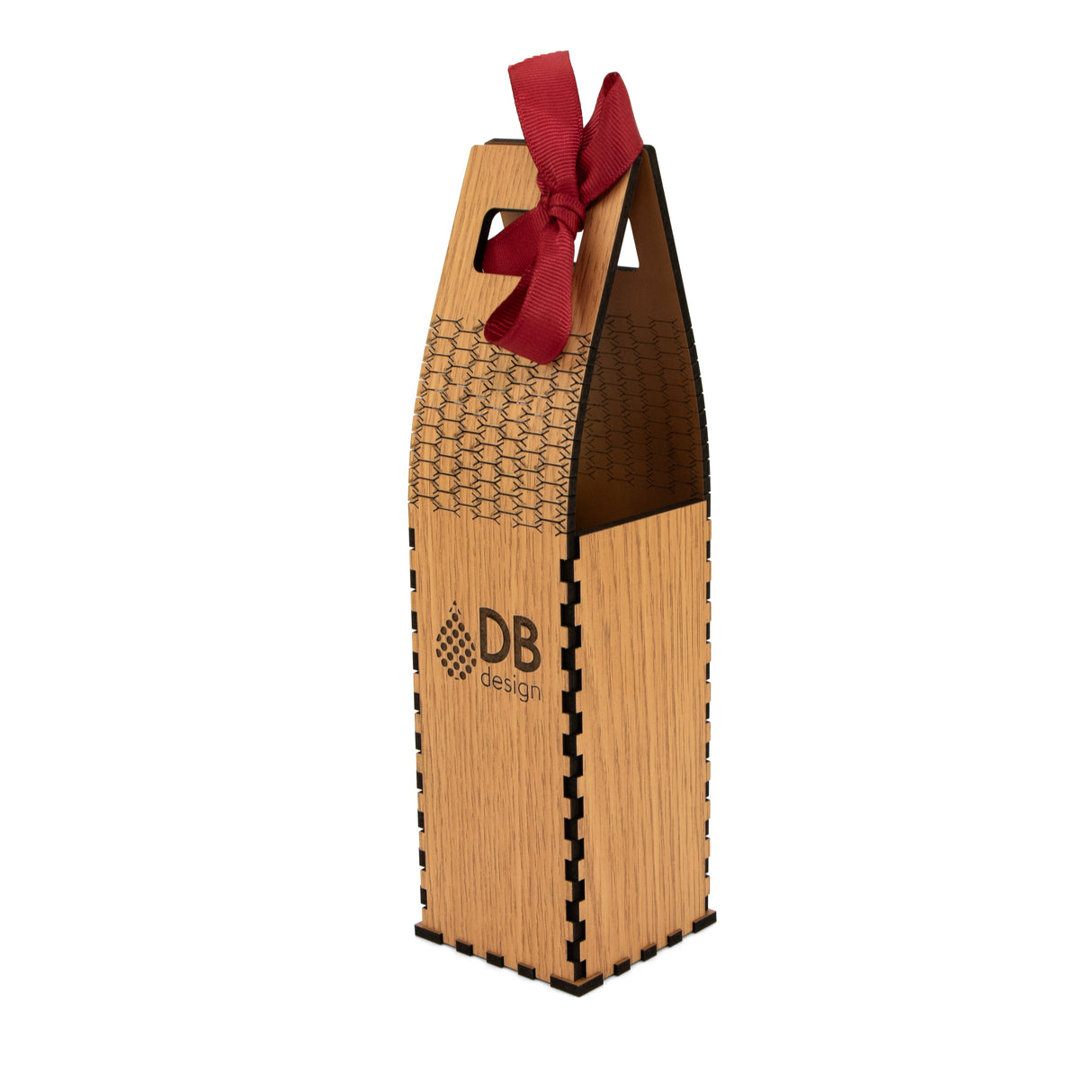 Caixa de madeira MDF revestida a malamina, perfeita para oferecer uma garrafa de azeite.