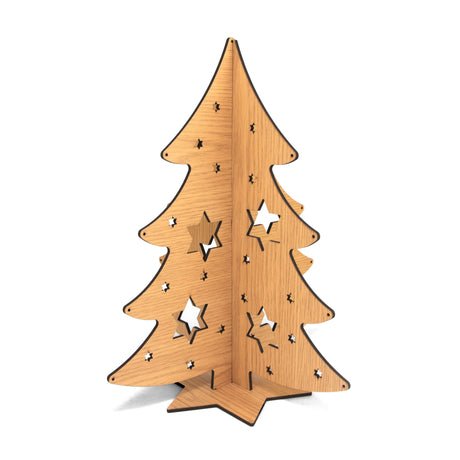 Pinheiro de Natal decorativo em madeira MDF revestida a melamina.