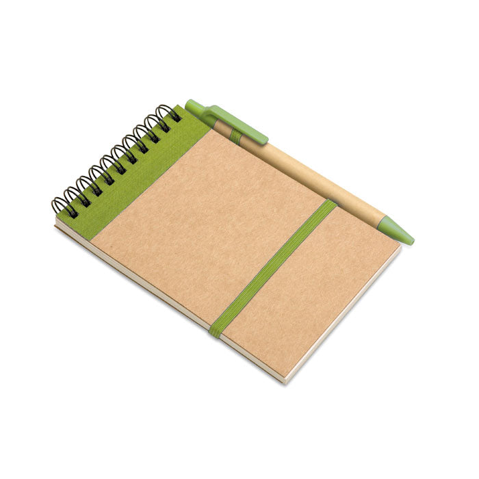Caneta e bloco notas reciclado