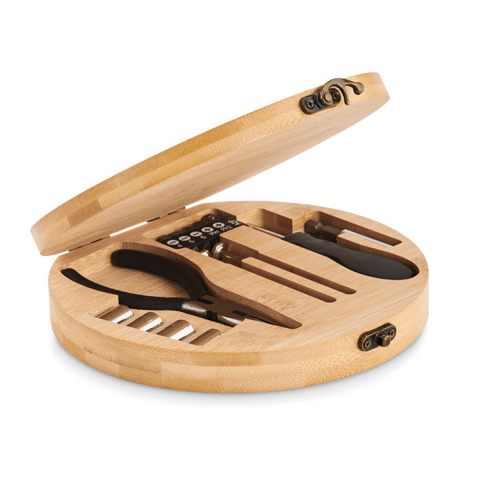 Set 15 ferramentas caixa bambu