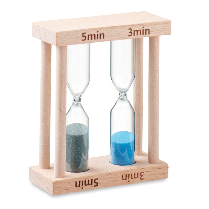Set of 2 wooden hourglasses
