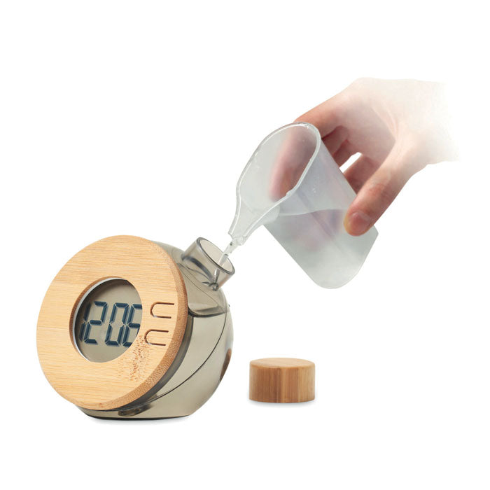 Relógio LCD de bambu a água
