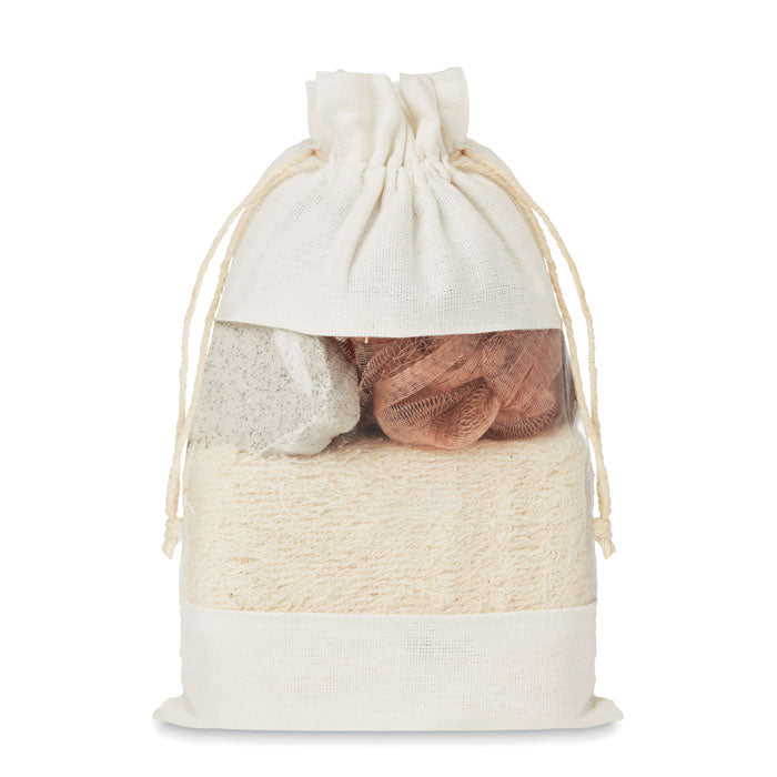 Bath set in cotton bag