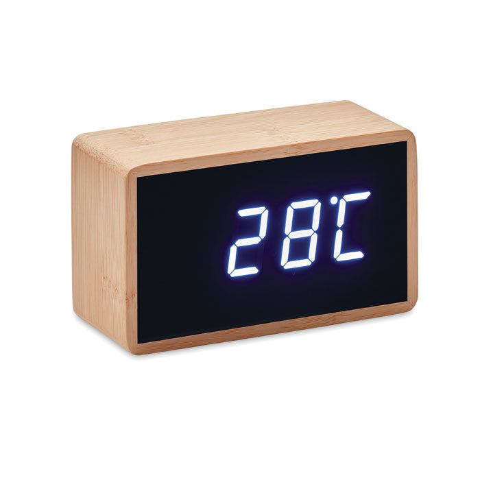LED alarm clock with bamboo cover