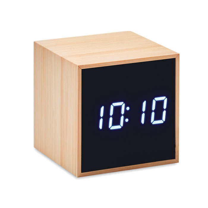LED alarm clock with bamboo cover